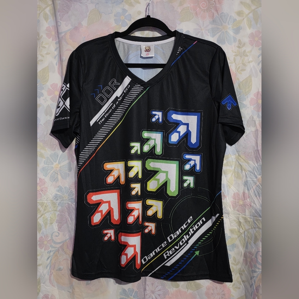 Dance Dance Revolution Black Graphic V-Neck Tee